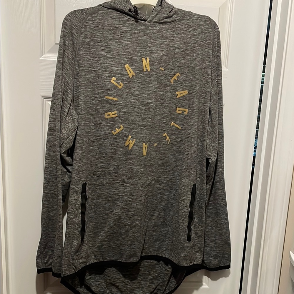 American Eagle Outfitters Gray Hoodie with Gold Logo Size XXL